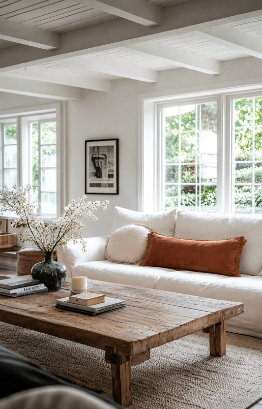 Velvet Bolster Fringed Cushion | Terracotta