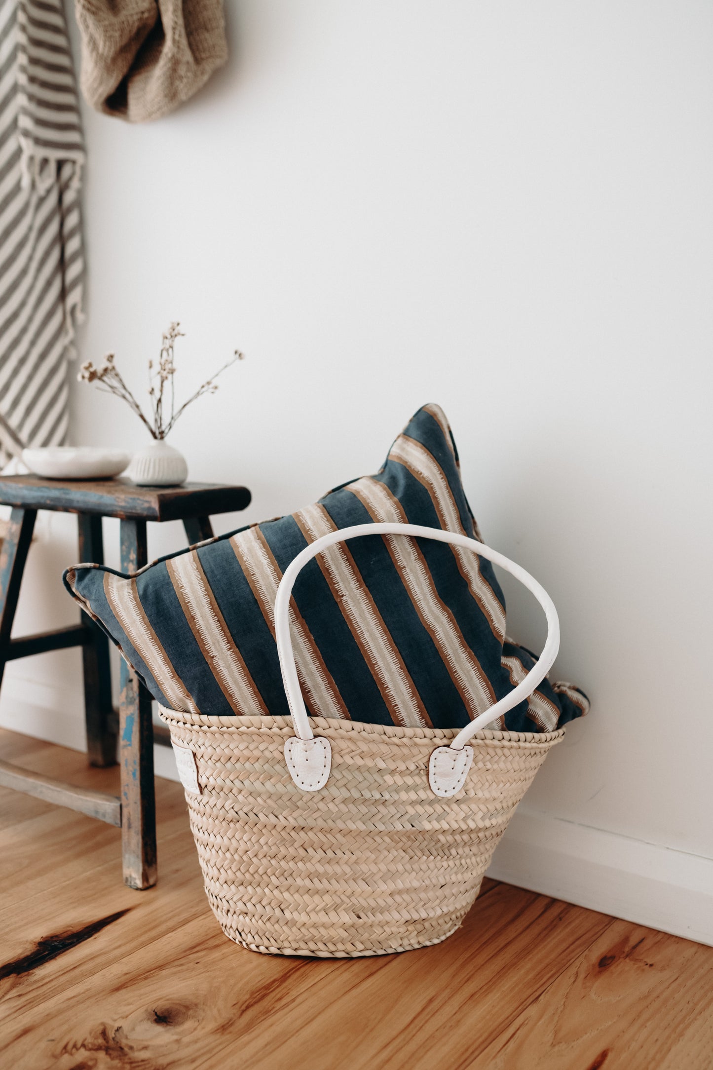 French Market Basket - Small White