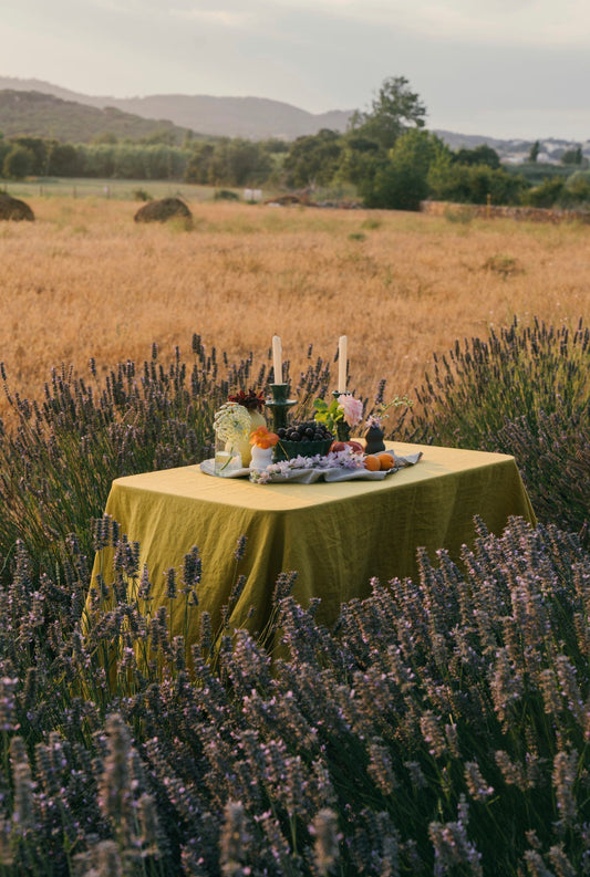 Linen Tablecloth in Ochre