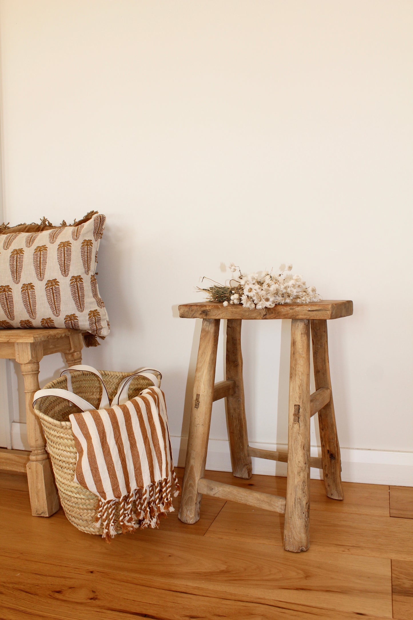 Antique Elm Wood Stool