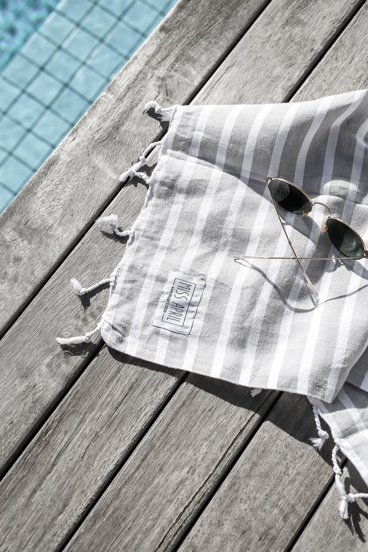 Santorini Turkish Towel - Pale Grey & White
