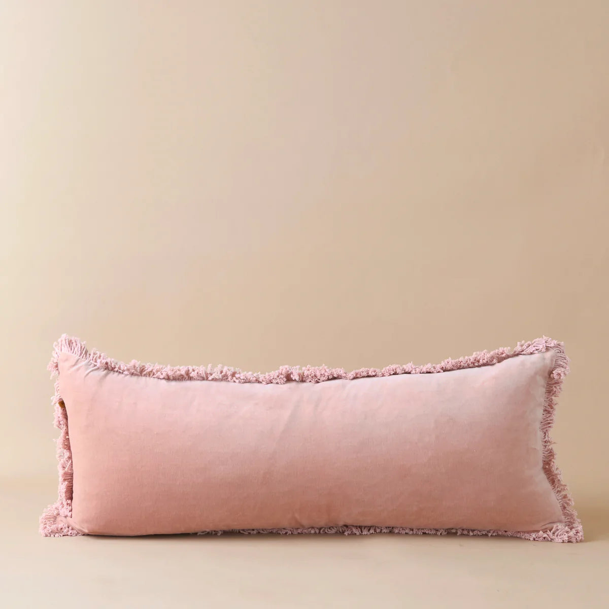 Velvet Bolster Cotton Cushion | Pink