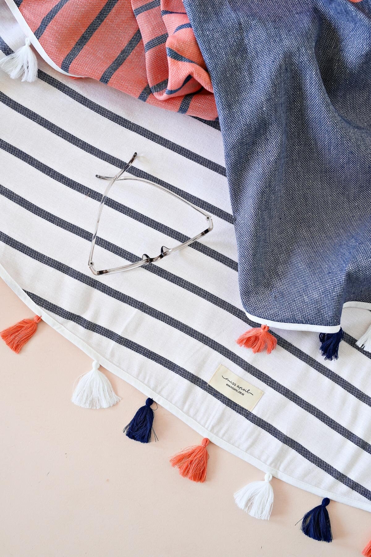 Panama Roundie - Navy & Coral