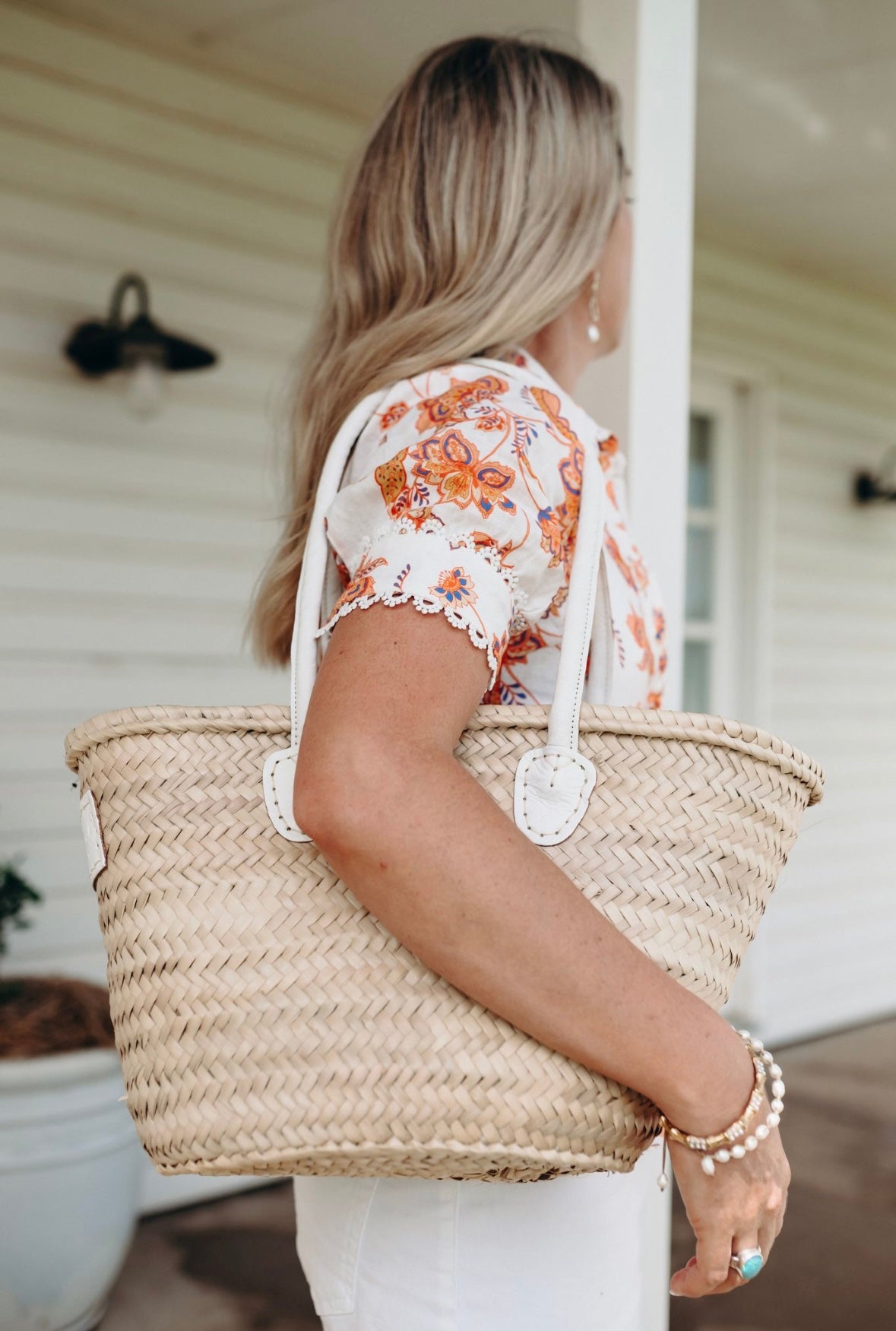 French Market Basket - Small White