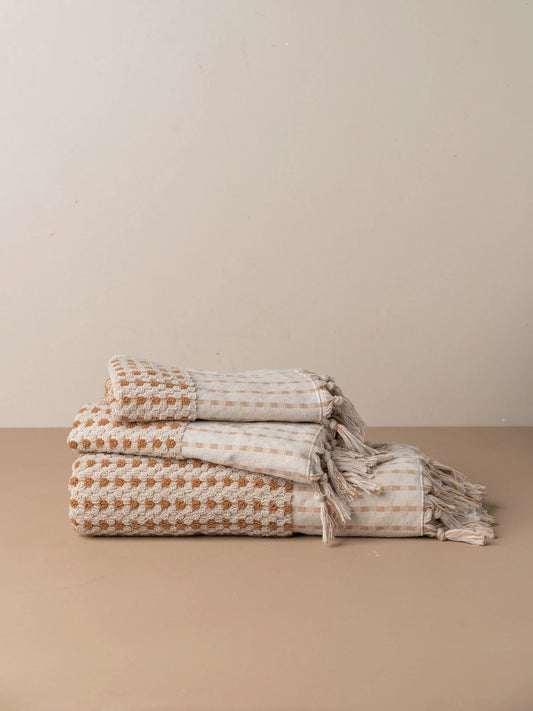 Chickpea Bath Sheet | Stone / Terracotta
