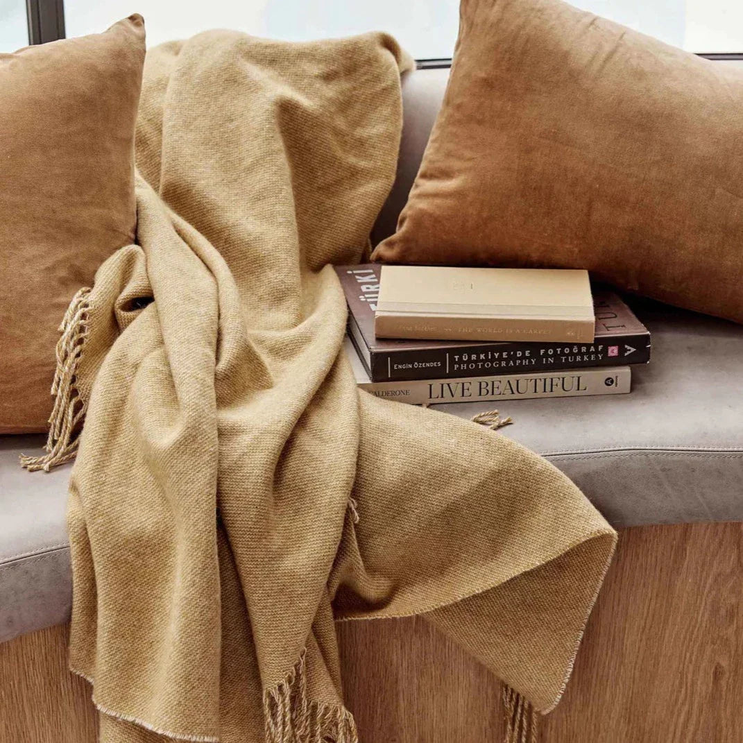 Merino Wool Throw | Mustard
