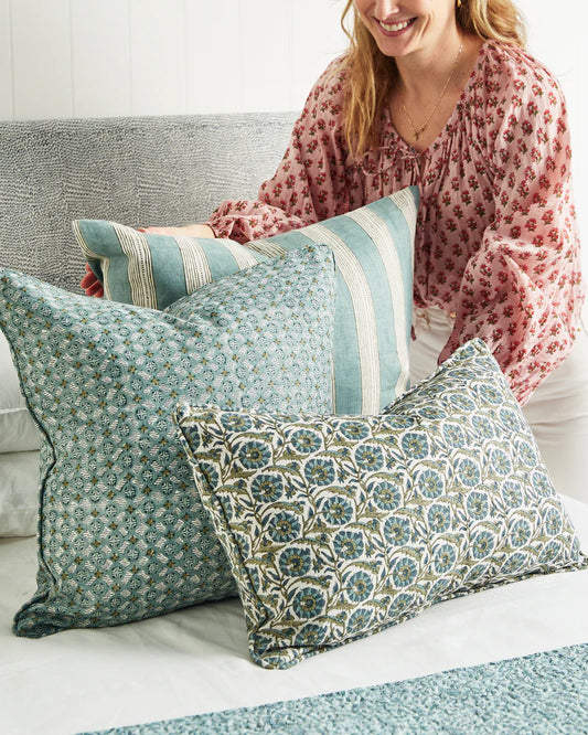 Berber Celadon Moss Linen Cushion