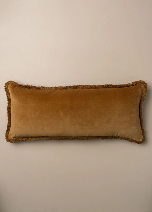 Velvet Bolster Cotton Cushion | Nutmeg