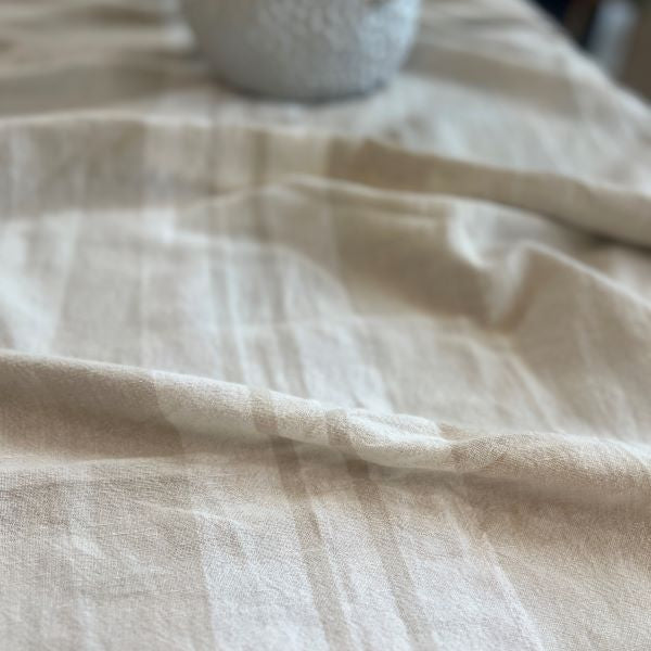 Cream Stripe Large Tablecloth