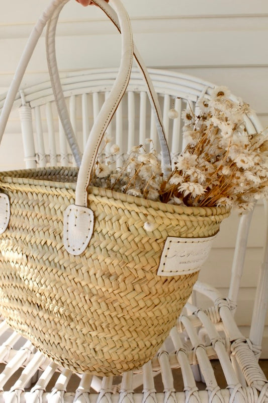French Market Basket - Small White