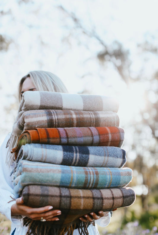 Navy | Recycled Wool Scottish Tartan Blanket