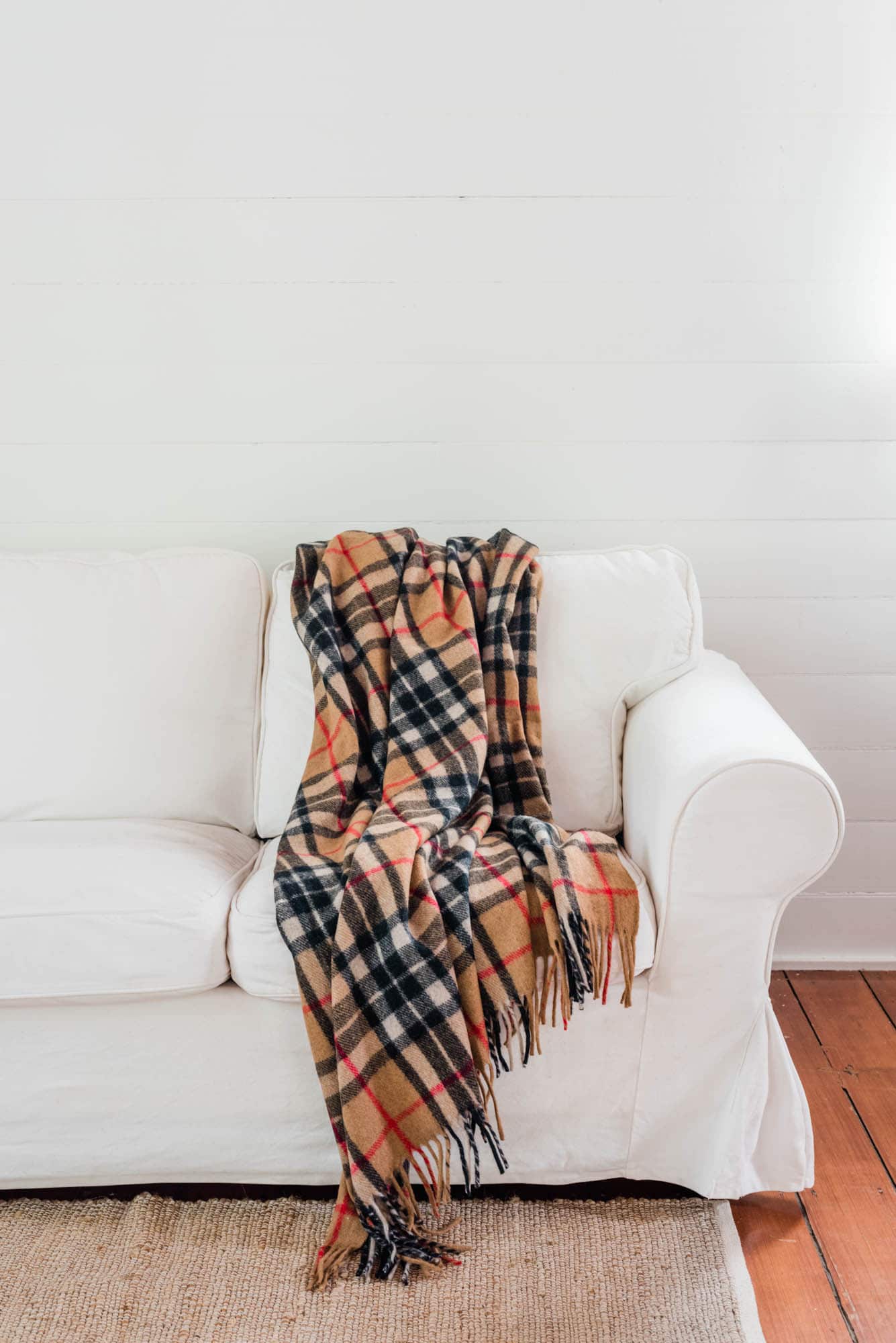 Camel | Recycled Wool Scottish Tartan Blanket