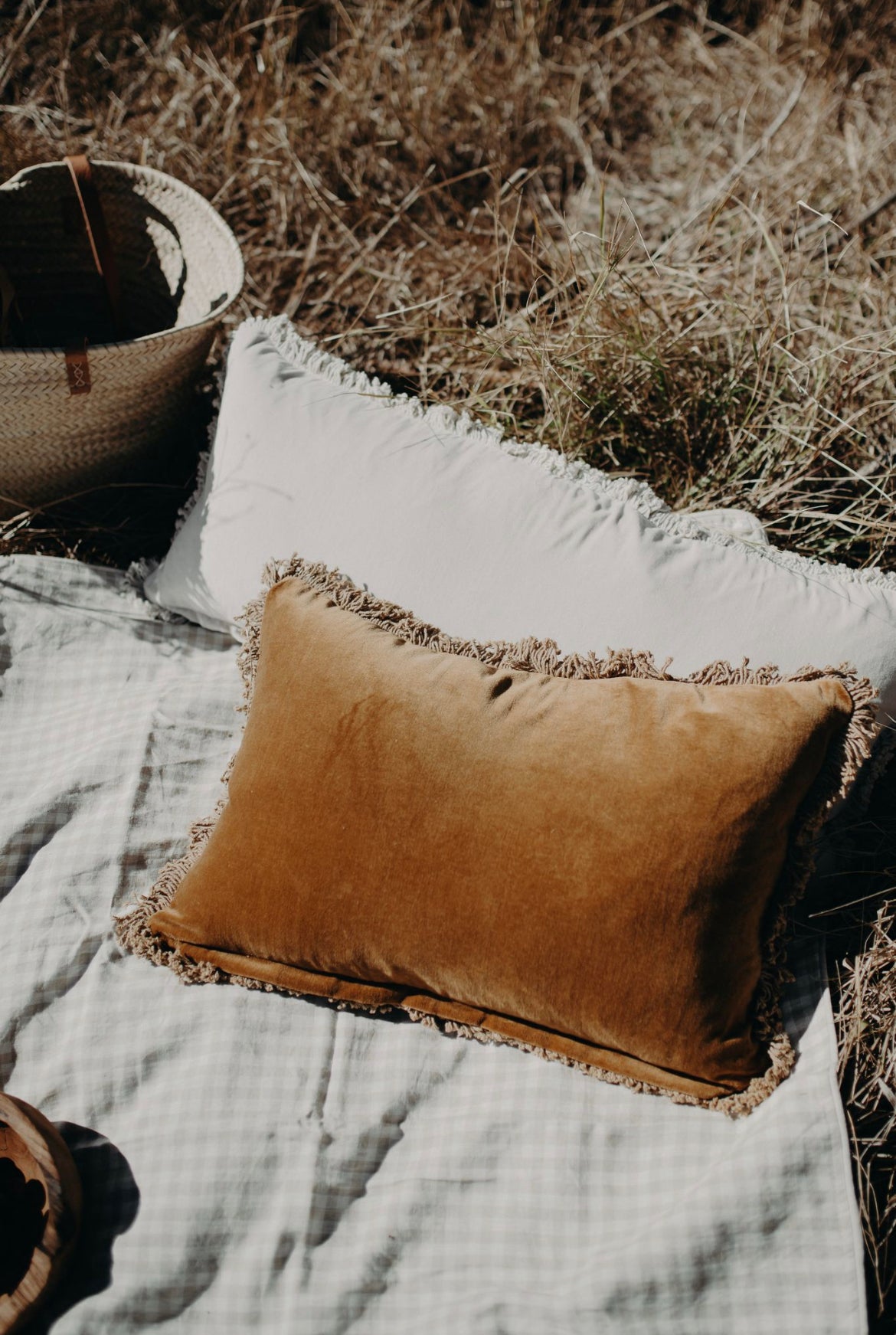 Velvet Bolster Cotton Cushion | Clay