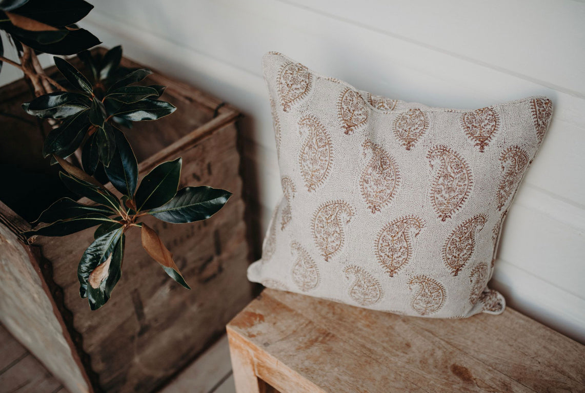 Paisley Petal Linen Cushion