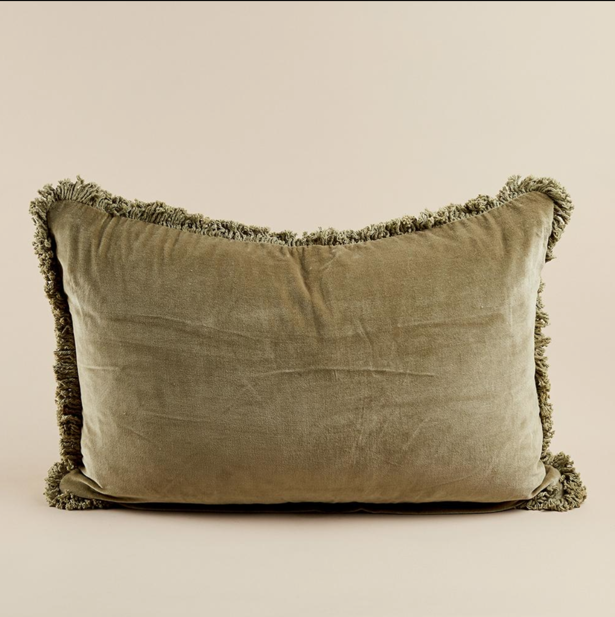Velvet Cotton Cushion | Olive