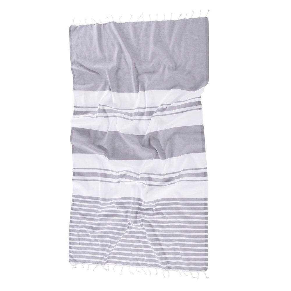 Santorini Turkish Towel - Pale Grey & White