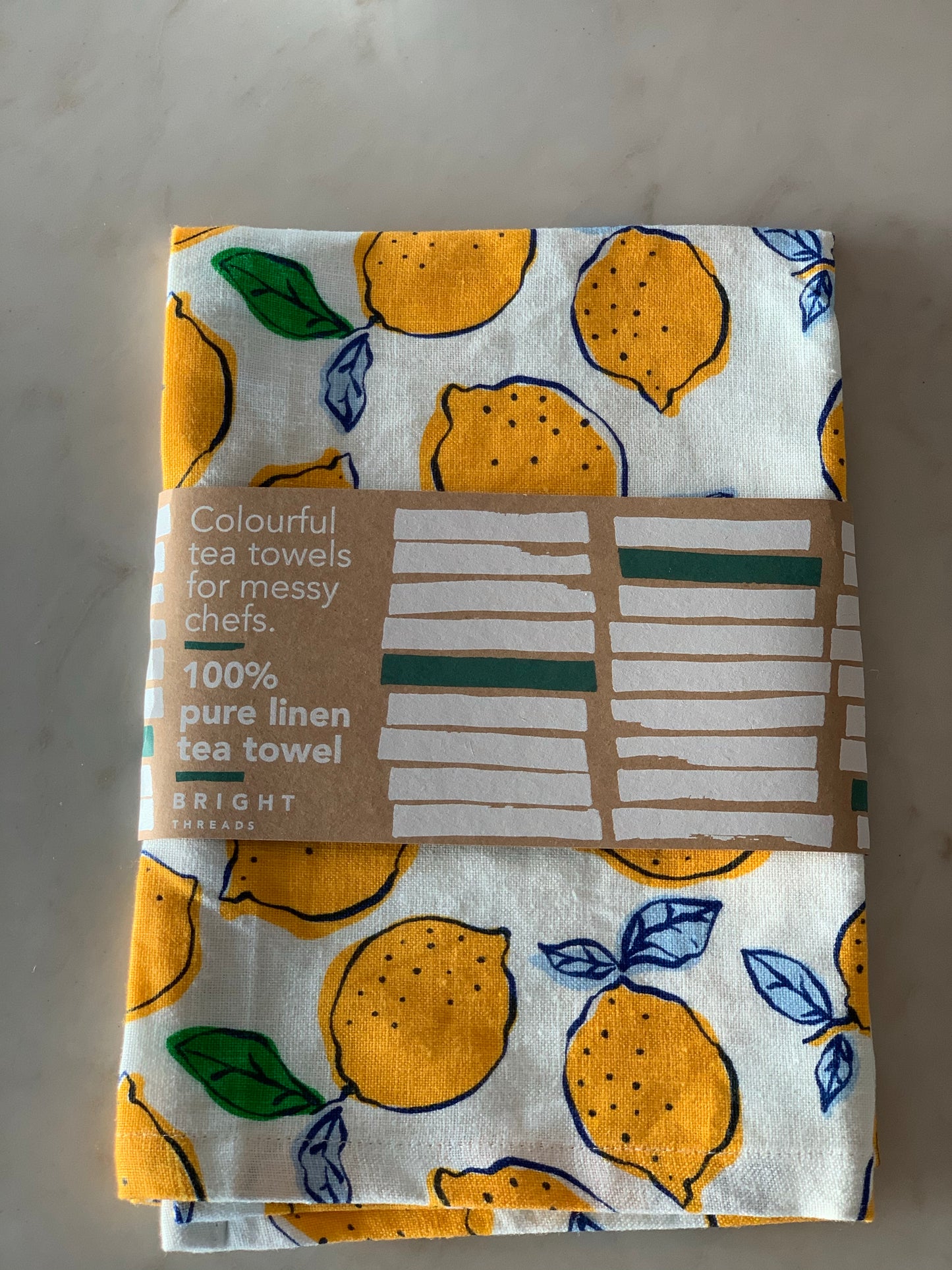 Navy Lemon Tea Towel
