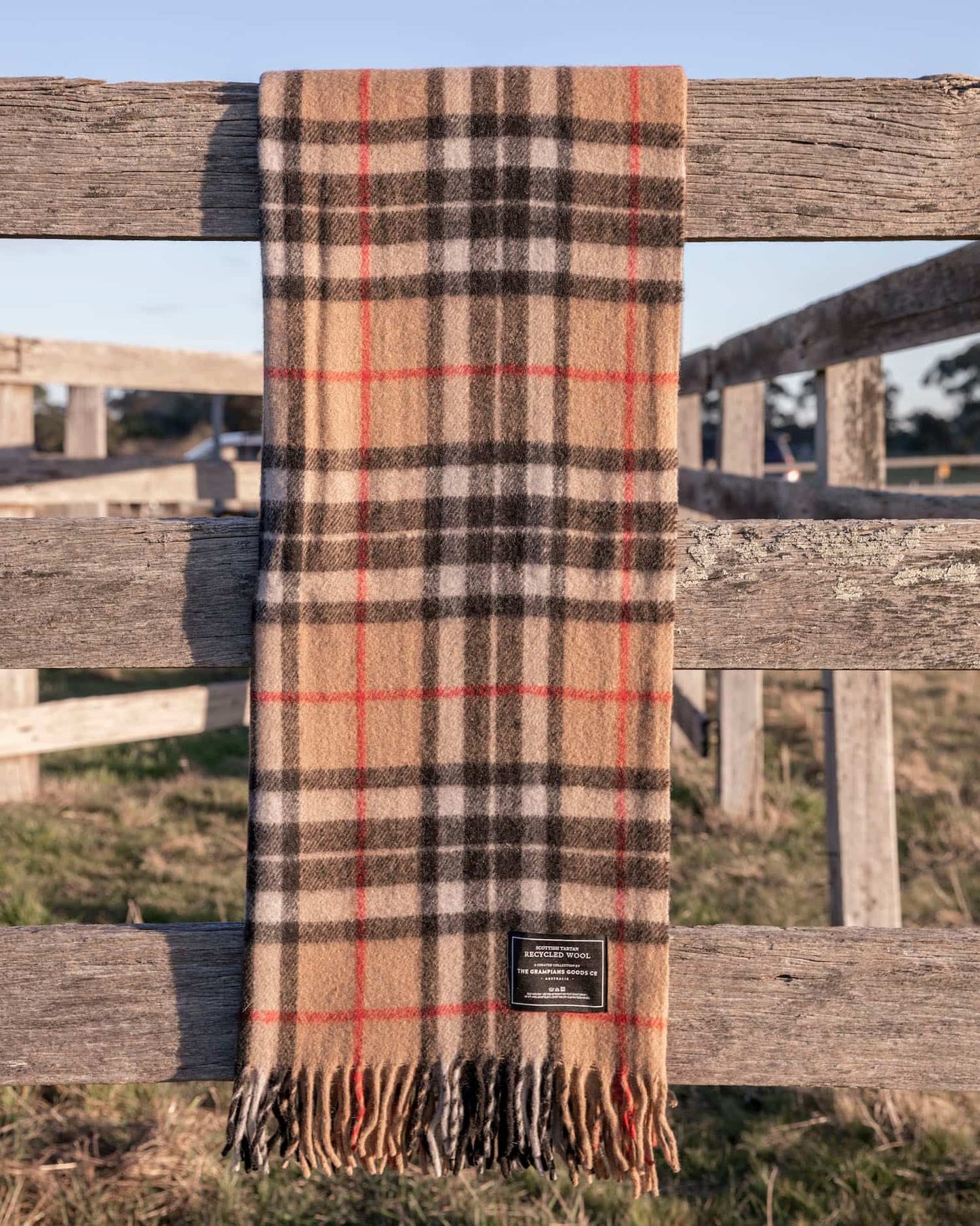Camel | Recycled Wool Scottish Tartan Blanket