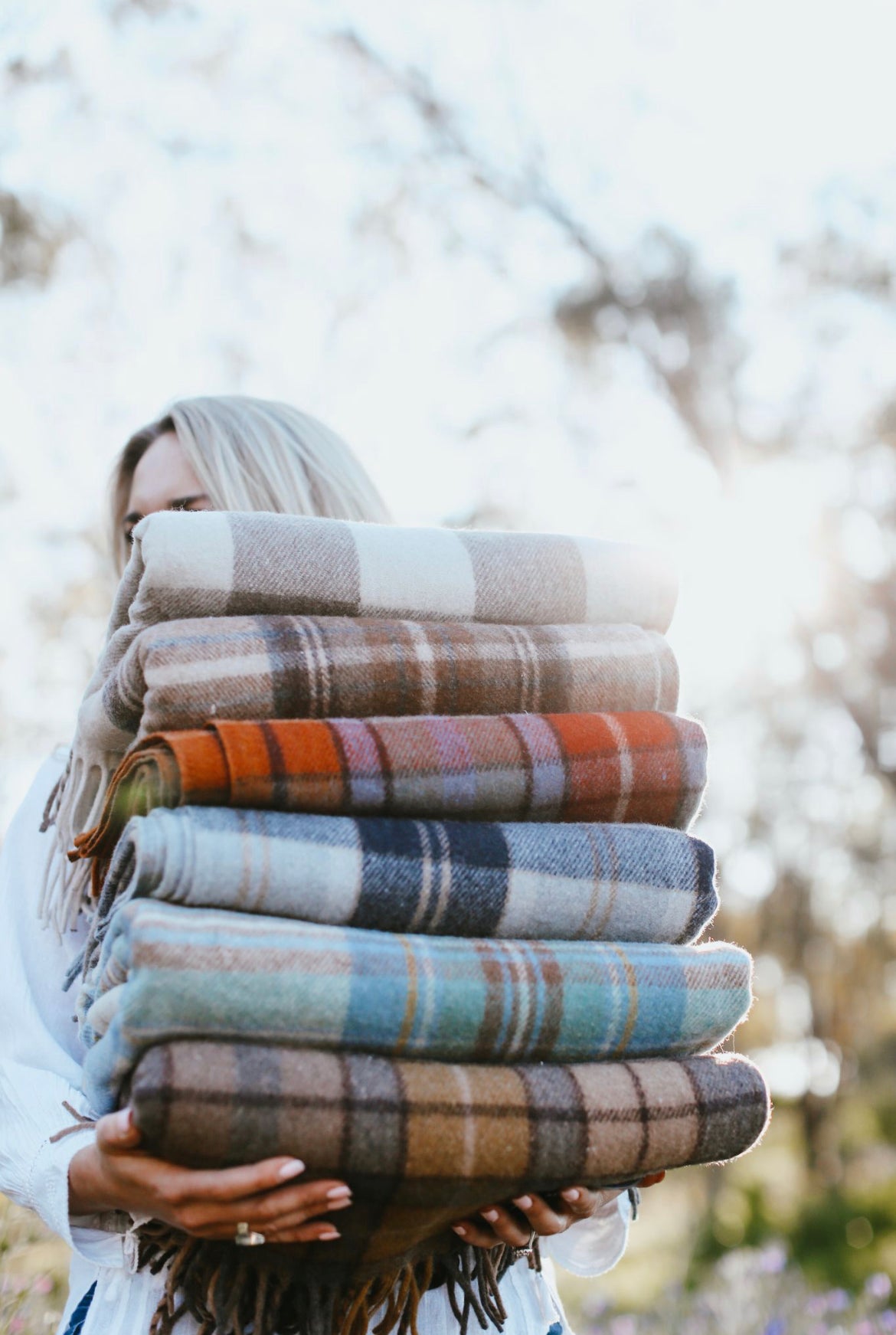 Recycled tartan blankets sale