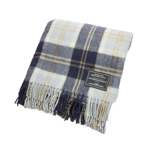 Navy | Recycled Wool Scottish Tartan Blanket