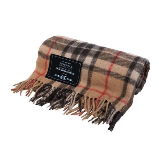 Camel | Recycled Wool Scottish Tartan Blanket