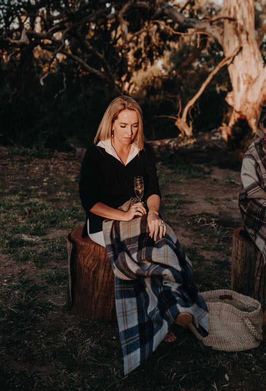 Navy | Recycled Wool Scottish Tartan Blanket