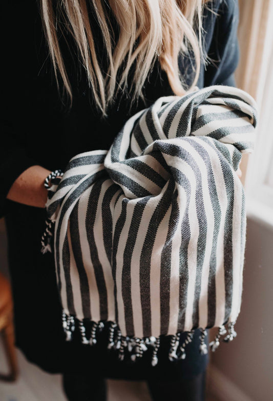 Black | Hand Loomed Turkish Throw Towel